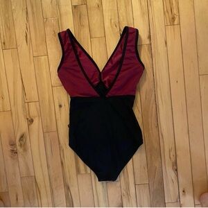 Burgundy and black Mariia leotard